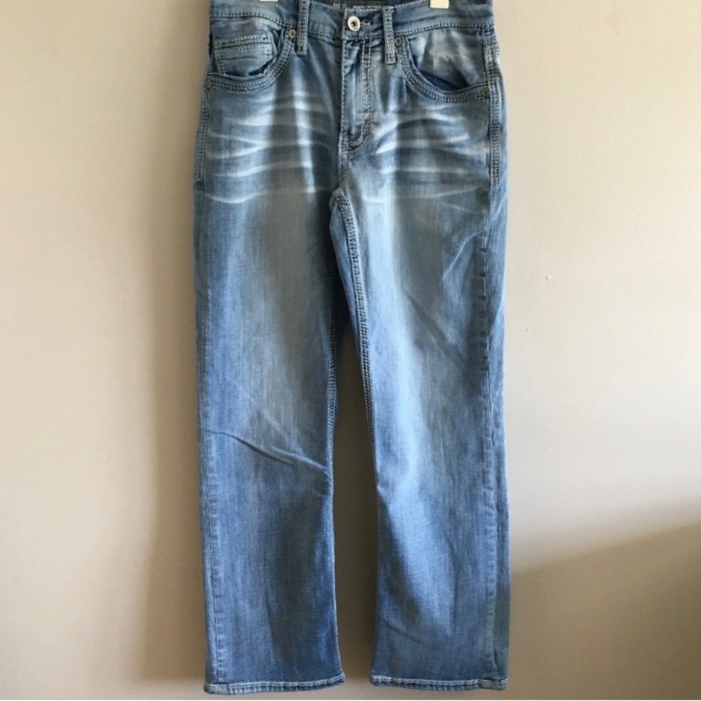 BKE Buckle Jake Distressed Light Blue Bootleg Denim Jeans Men's 29S 29x30